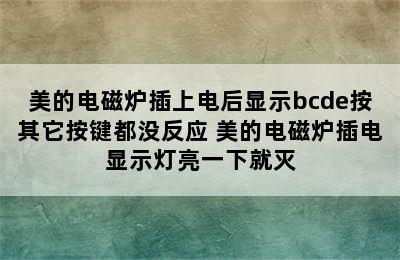 美的电磁炉插上电后显示bcde按其它按键都没反应 美的电磁炉插电显示灯亮一下就灭